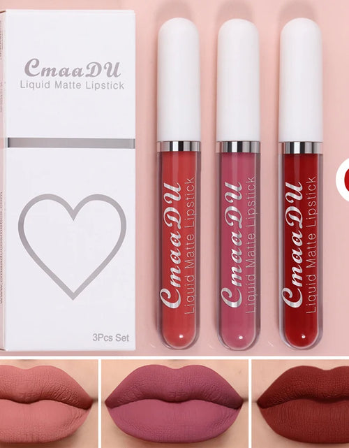 Load image into Gallery viewer, High Quality Matte Lipstick Set 3 Colors Long-Lasting Waterproof Velvet Lip Lipgloss Kit Cosmetics Gift Set for Girls Women
