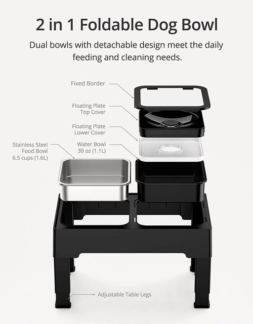 Load image into Gallery viewer, Elevated Dog Bowls for Large Dogs, Raised Dog Bowl Stand with No Spill Dog Water Bowl &amp; Stainless Steel Dog Food Bowl, 4 Heights Adjustable for Small Medium Large Dogs and Pets
