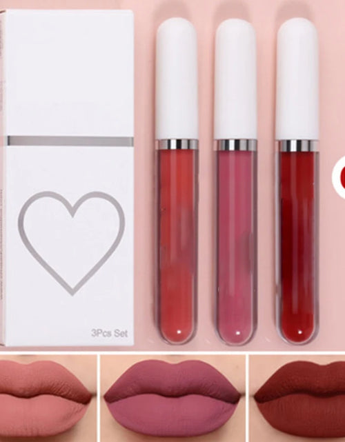 Load image into Gallery viewer, High Quality Matte Lipstick Set 3 Colors Long-Lasting Waterproof Velvet Lip Lipgloss Kit Cosmetics Gift Set for Girls Women
