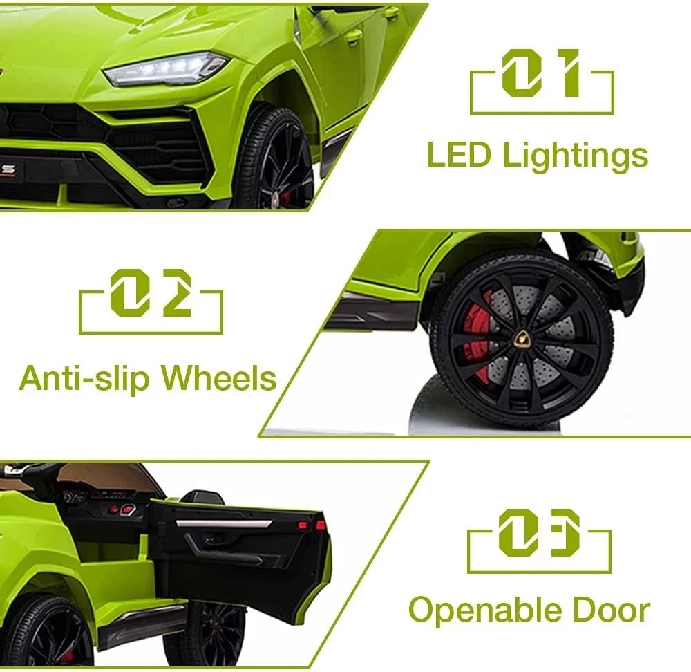 Lamborghini Urus 12V Electric Powered Ride on Car Toys for Girls Boys, White Kids Electric Vehicles Ride on Toys with Remote Control, Foot Pedal, MP3 Player and LED Headlights, CL61