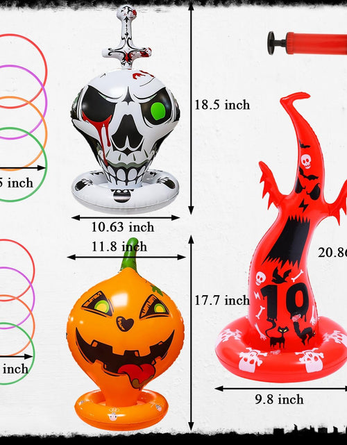 Load image into Gallery viewer, 16PCS Halloween Inflatable Witch Hat Ring Toss Game Halloween Games with 10 Rings and Pump Halloween Decorations Gift for Kids Adults Family Party Games
