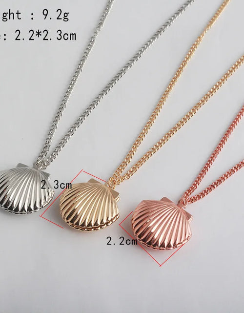 Load image into Gallery viewer, Openable Mermaids Photo Locket Shell Pendant Necklaces for Women Kids Jewelry Collares Mermaid Choker Necklace Souvenir Gift
