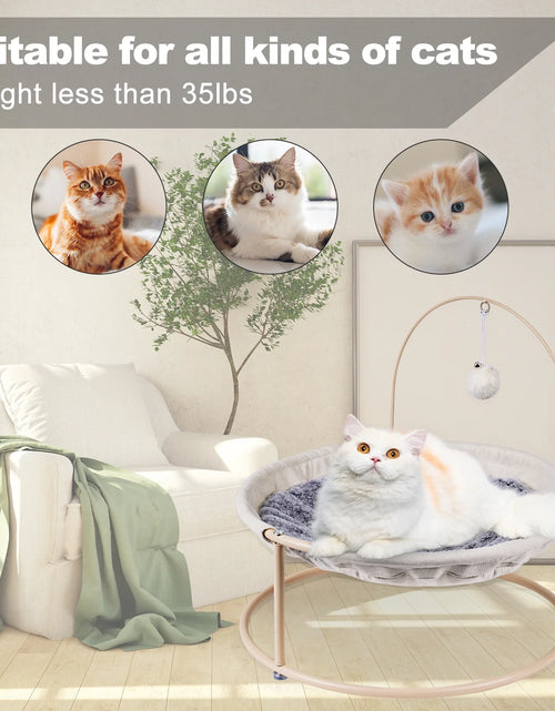 Load image into Gallery viewer, Cat Hammocks, Cat Beds with Bouncy Ball &amp; Bell, Detachable Pet Hammock Bed, Portable Indoor/Outdoor Pet Bed, Soft &amp; Comfortable Elevated Cat Bed for Cats and Small Dogs, Off-White
